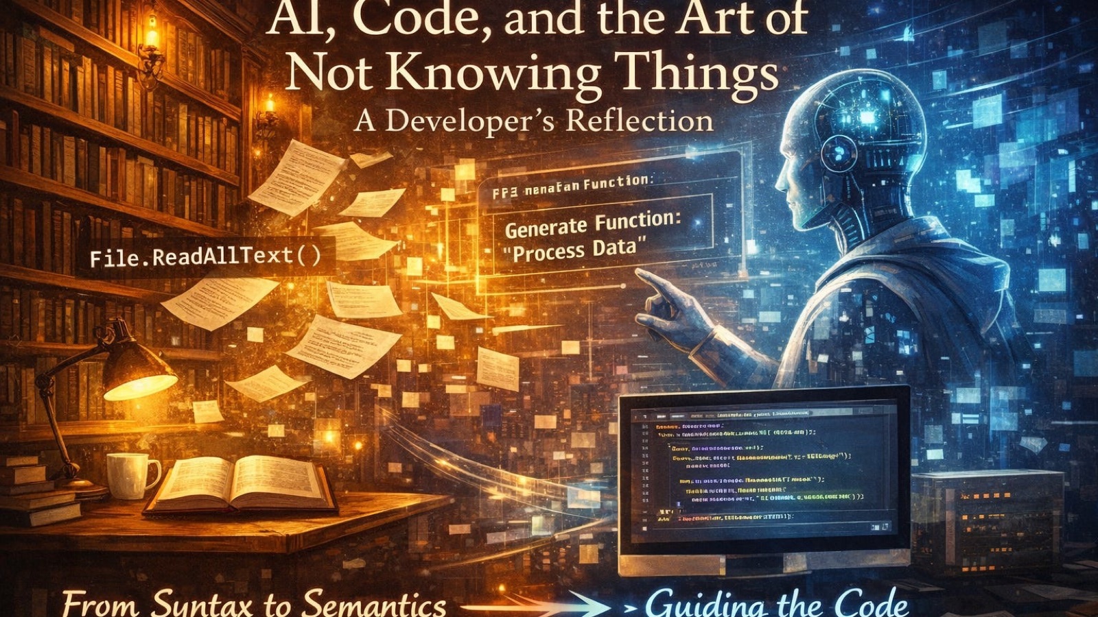 Illustration for AI, Code, and the Art of Not Knowing Things