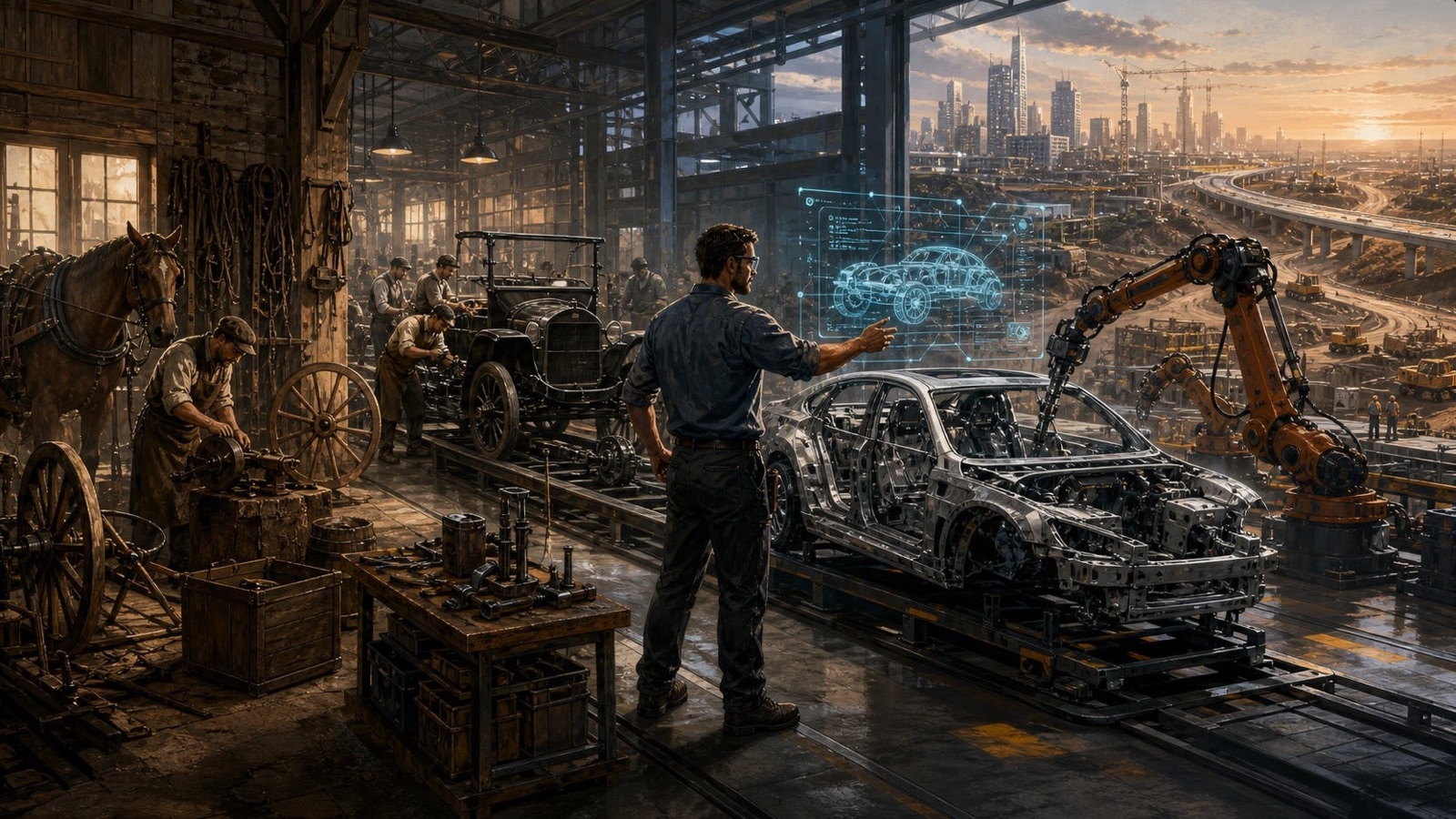 Illustration for Somebody Has to Build the Cars